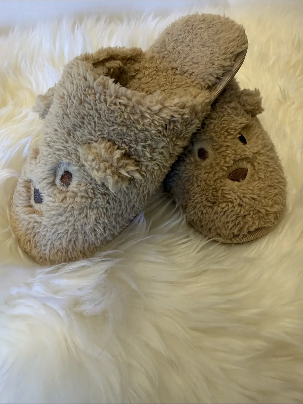 Rylee + Cru Cozy Bear Kids Slippers - Light Brown Plush
